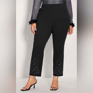 Elegant Black Bloomchic Rhinestone Women's Pants, NWT
